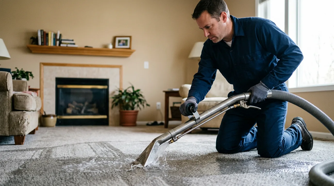 Water damage restoration technician working near Waverly, IA